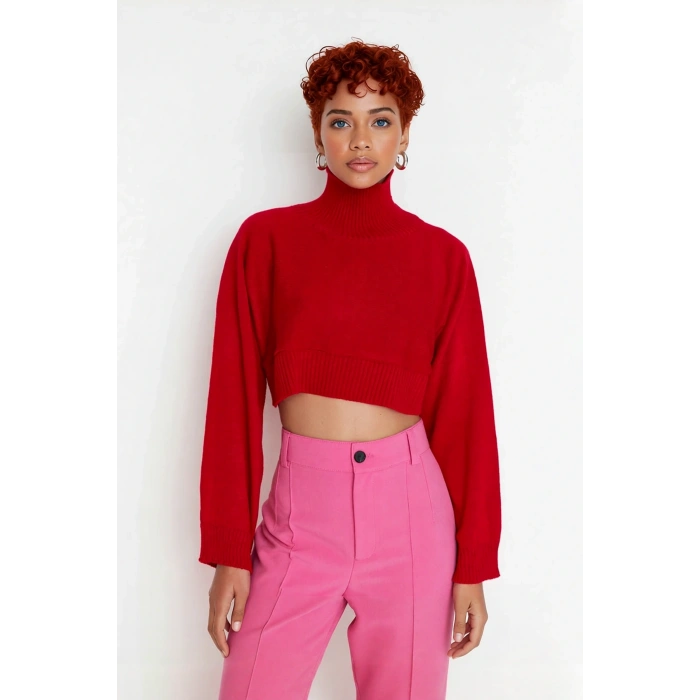 Kadın Oversize Dik Yaka Düz Akrilik Triko Kazak Basic Rahat Kış Kombinleri İçin İdeal Kaliteli