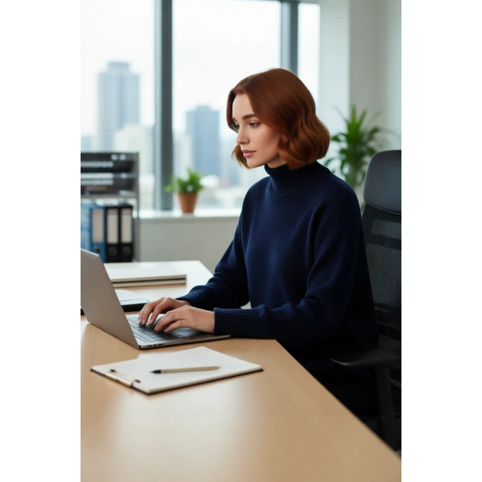 Kadın Oversize Dik Yaka Düz Triko Kazak Uzun Boylu ve Düşük Kollu Kışlık Rahat Günlük Giyim