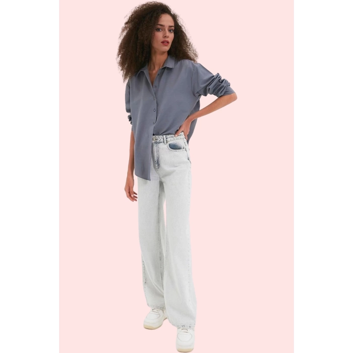 Kadın Oversize Dokuma Gömlek Günlük Ve İş Stilleri İçin Hafta Sonu Yaz Aylarının Vazgeçilmezi