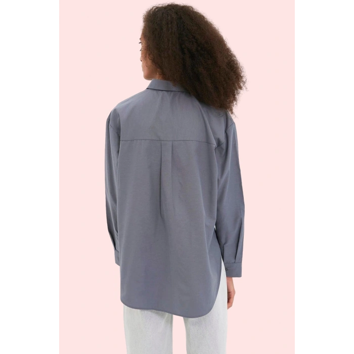 Kadın Oversize Dokuma Gömlek Günlük Ve İş Stilleri İçin Hafta Sonu Yaz Aylarının Vazgeçilmezi