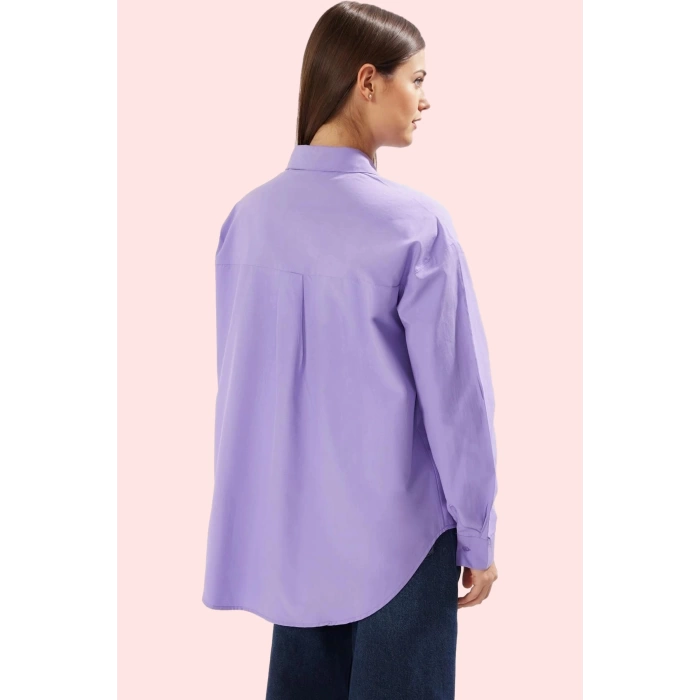 Kadın Oversize Dokuma Gömlek Günlük Ve İş Stilleri İçin Hafta Sonu Yaz Aylarının Vazgeçilmezi