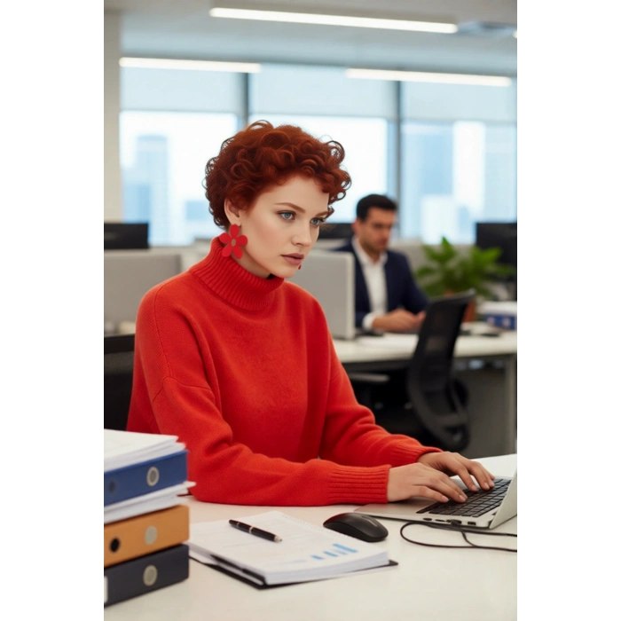 Kadın Oversize Düşük Kol Dik Yaka Uzun Triko Kazak Basic Modern Rahat Kış Günlük Şıklığı Sunar