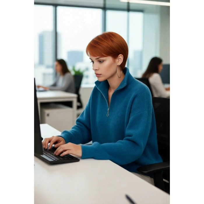 Kadın Oversize Düşük Kol Fermuarlı Dik Yaka Triko Selanik Örgü Basic Uzun Kollu Kazak Kaliteli