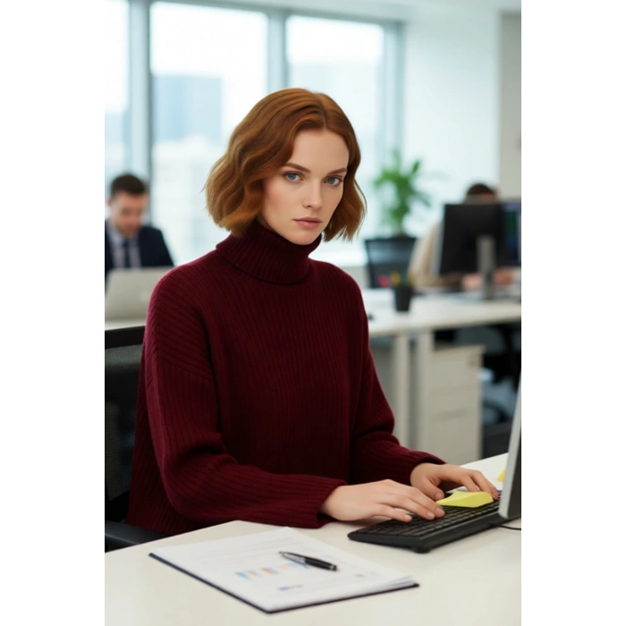 Kadın Oversize Düşük Kollu Balıkçı Yaka Triko Kazak Soğuk Havalarda Şıklık ve Konfor Sunar