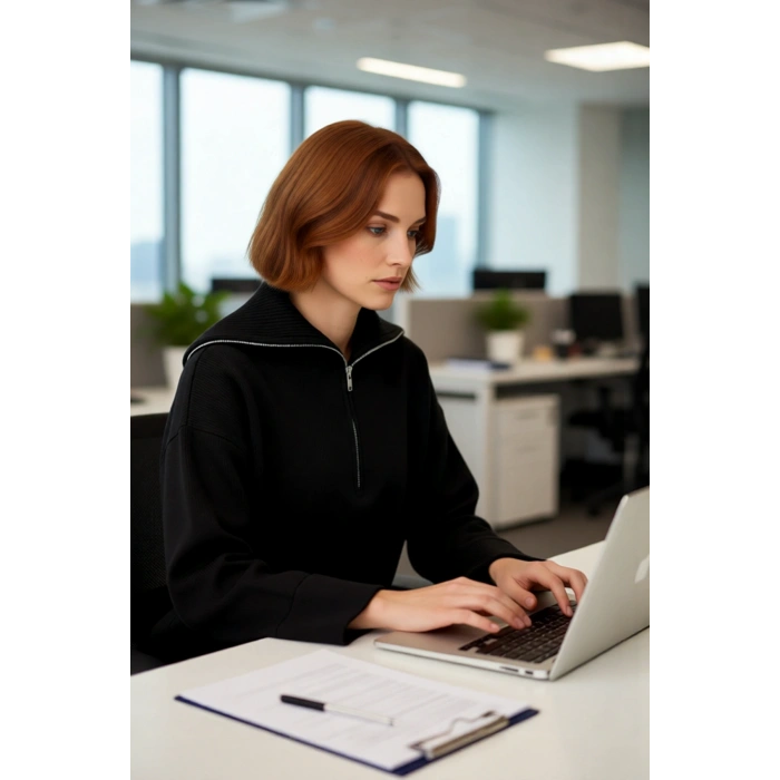 Kadın Oversize Fermuarlı Dik Yaka Triko Kazak Düşük Kol Uzun Kış Günleri İçin İdeal Model