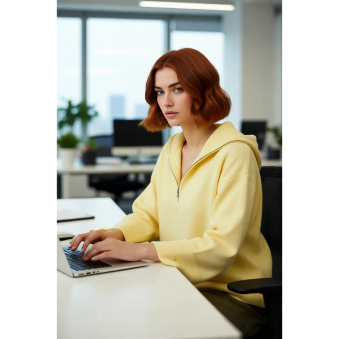 Kadın Oversize Fermuarlı Dik Yaka Triko Kazak Düşük Kol Uzun Kış Günleri İçin İdeal Model