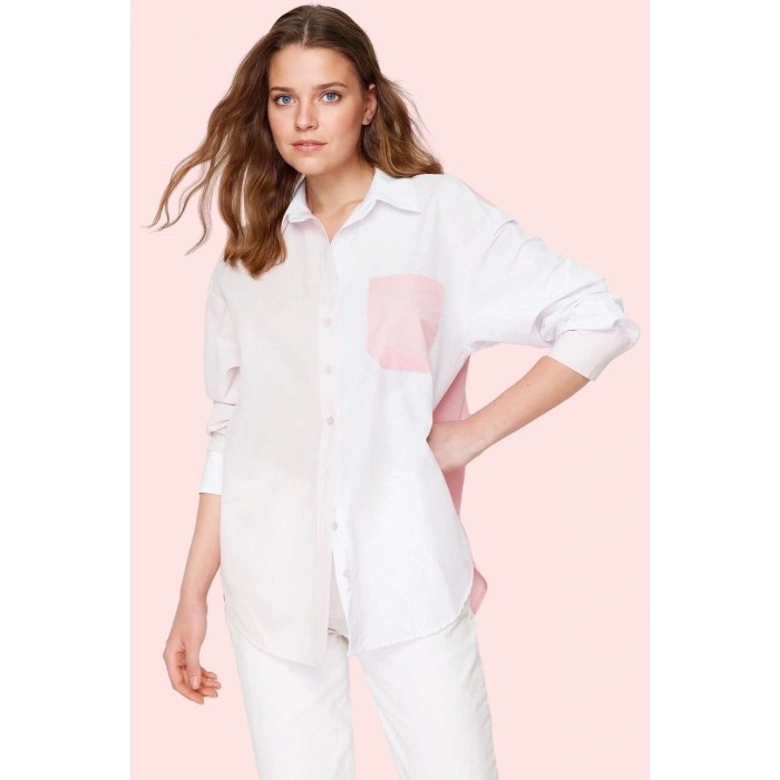 Kadın Oversize Geniş Kalıp Dokuma Gömlek Casual Günlük Hafta Sonu Yaz Aylarının Vazgeçilmezi