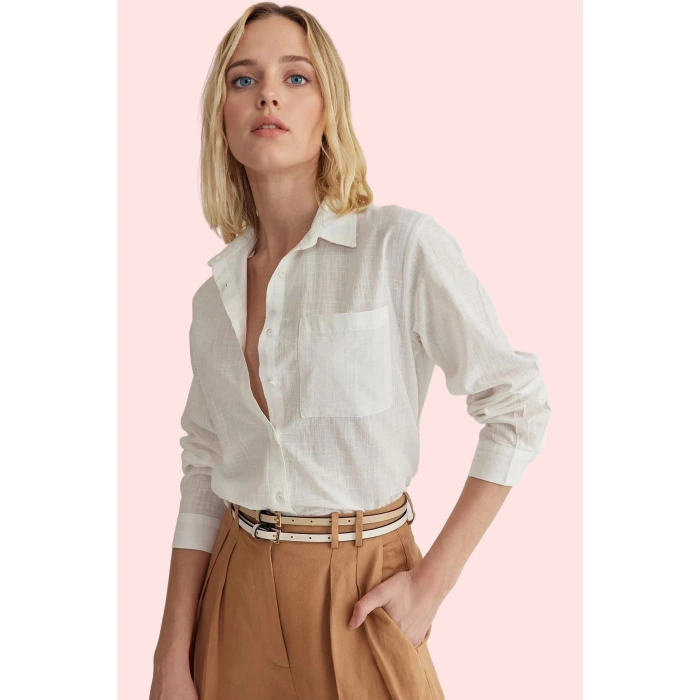 Kadın Oversize Geniş Kalıp Dokuma Gömlek Pamuklu Günlük Kullanım Yaz Aylarının Vazgeçilmezi