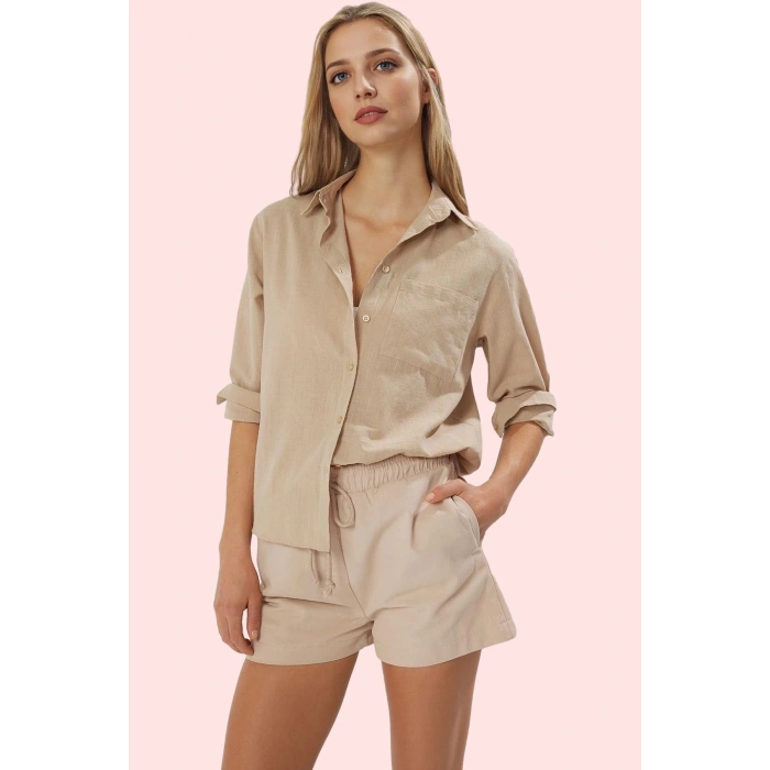 Kadın Oversize Geniş Kalıp Dokuma Gömlek Pamuklu Günlük Kullanım Yaz Aylarının Vazgeçilmezi