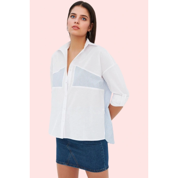 Kadın Oversize Geniş Kesim Dokuma Gömlek Yaka Düz Desen Günlük Kullanım Yaz Aylarının Vazgeçilmezi