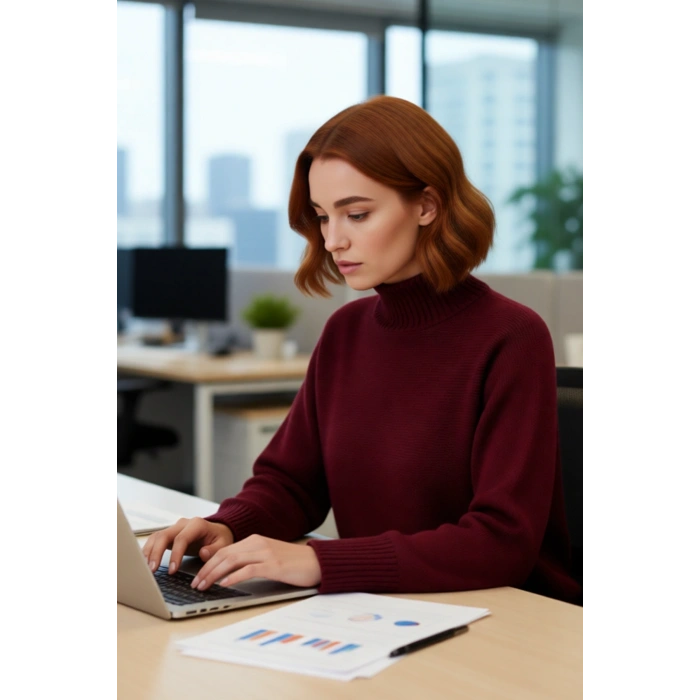 Kadın Oversize Kalıp Dik Yaka Düz Triko Kazak Düşük Kol Detaylı Kışlık Şık Günlük Kombinler İçin