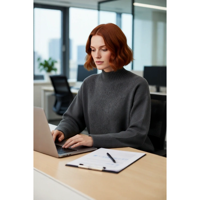 Kadın Oversize Kalıp Dik Yaka Düz Triko Kazak Düşük Kol Detaylı Kışlık Şık Günlük Kombinler İçin