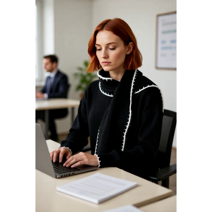 Kadın Oversize Kalıp Dik Yaka Triko Kazak Şal Aksesuarı İle Kış Stilinizi Tamamlayın Kaliteli