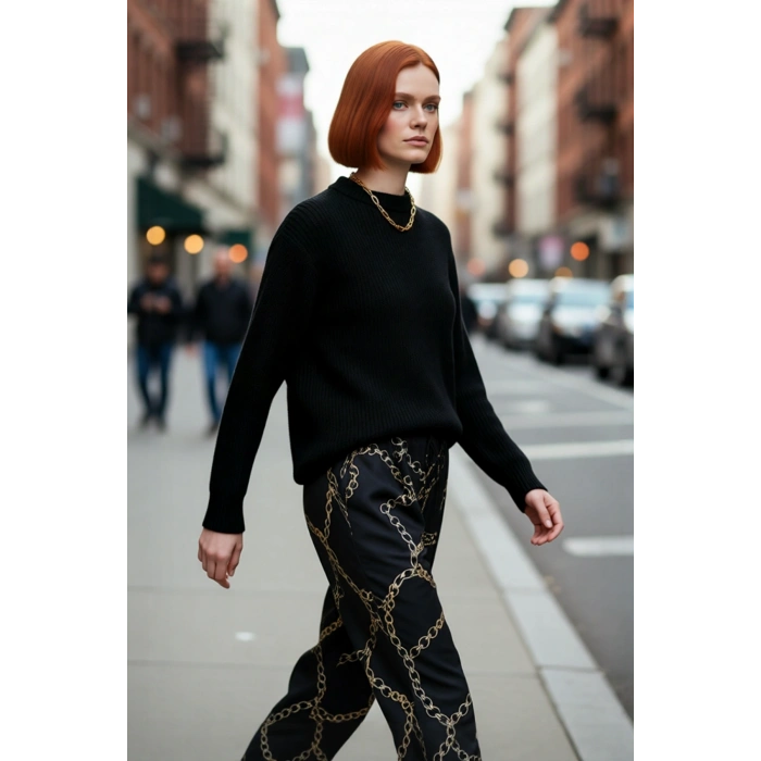 Kadın Oversize Kalıp Düşük Kol Bisiklet Yaka Triko Kazak Basic Rahat Kışlık Stil Seçimi Kaliteli