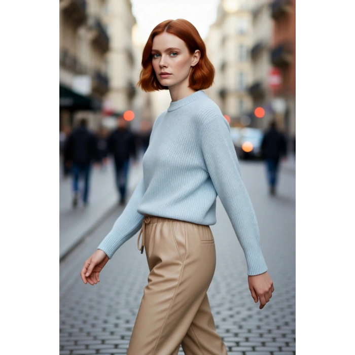 Kadın Oversize Kalıp Düşük Kol Bisiklet Yaka Triko Kazak Basic Rahat Kışlık Stil Seçimi Kaliteli