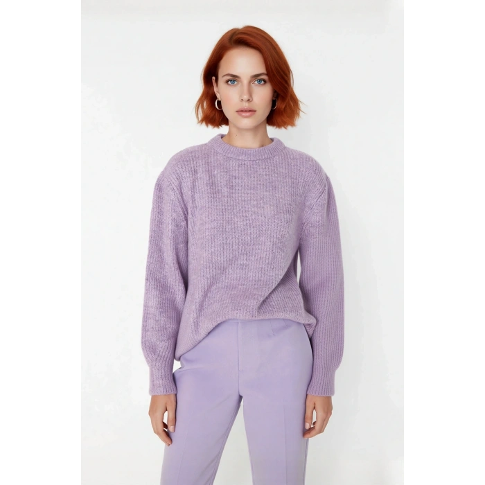 Kadın Oversize Kalıp Düşük Kol Bisiklet Yaka Triko Kazak Basic Rahat Kışlık Stil Seçimi Kaliteli