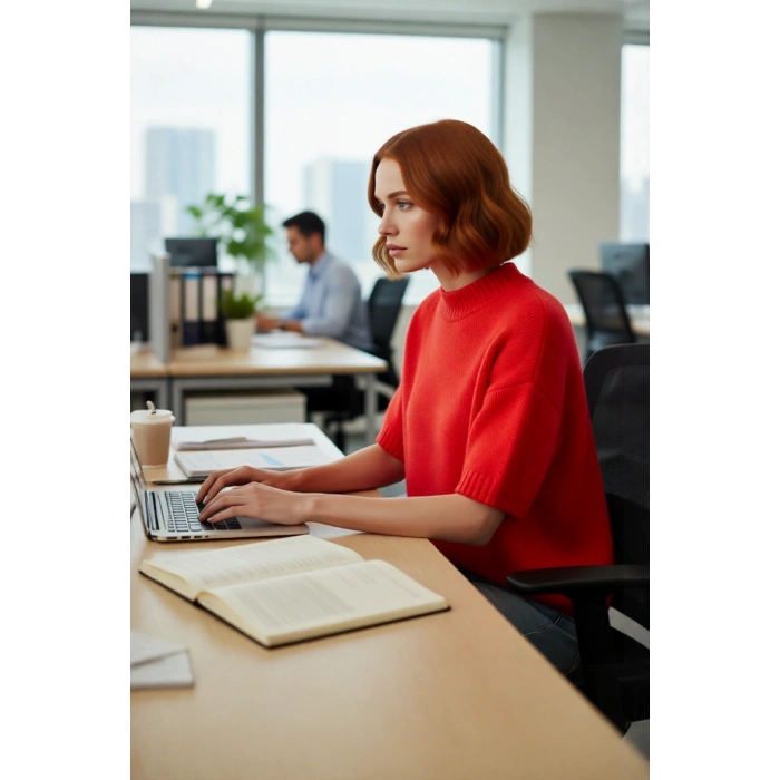 Kadın Oversize Kesim Dik Yaka Kalın Dokulu Düz Desen Kısa Kollu Triko Kazak İlkbahar Sonbahar