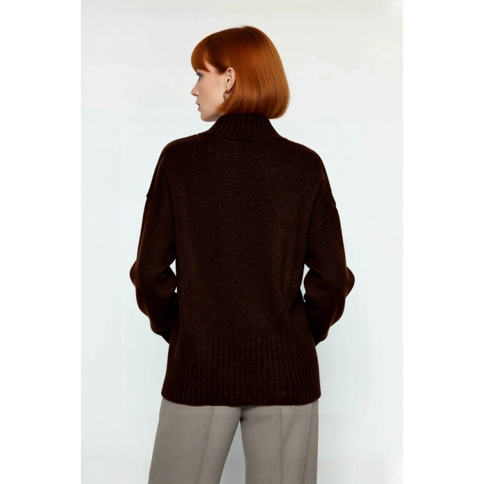 Kadın Oversize Kesim Dik Yaka Reglan Kol Düz Gri Triko Kazak Kışlık Günlük Giyim İçin İdeal Seçim