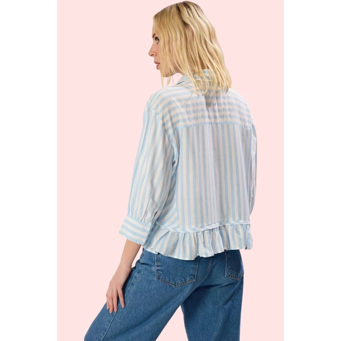 Kadın Oversize Pamuk Gömlek Çizgili Dokuma Terrycotton Kumaş Rahat Yaz Aylarının Vazgeçilmezi