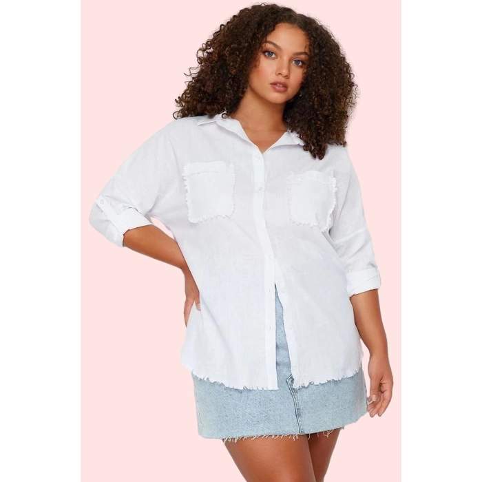 Kadın Oversize Pamuk Tunik Düz Desen Uzun Kollu Rahat Kesim Günlük Yaz Aylarının Vazgeçilmezi