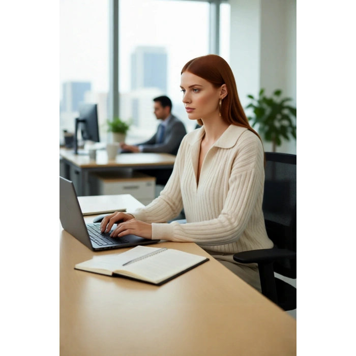 Kadın Oversize Polo Yaka Düşük Kol Fitilli Triko Kazak Kışlık Günlük Şıklığı Tamamlayan Konforlu