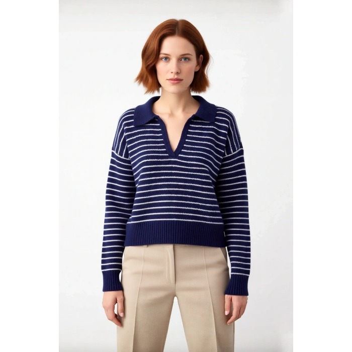 Kadın Oversize Polo Yaka Triko Kazak Kışlık Soğuk Hava Şıklığı İçin İdeal Günlük Kombinler