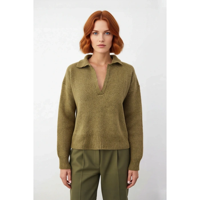 Kadın Oversize Polo Yaka Triko Kazak Kışlık Soğuk Hava Şıklığı İçin İdeal Günlük Kombinler