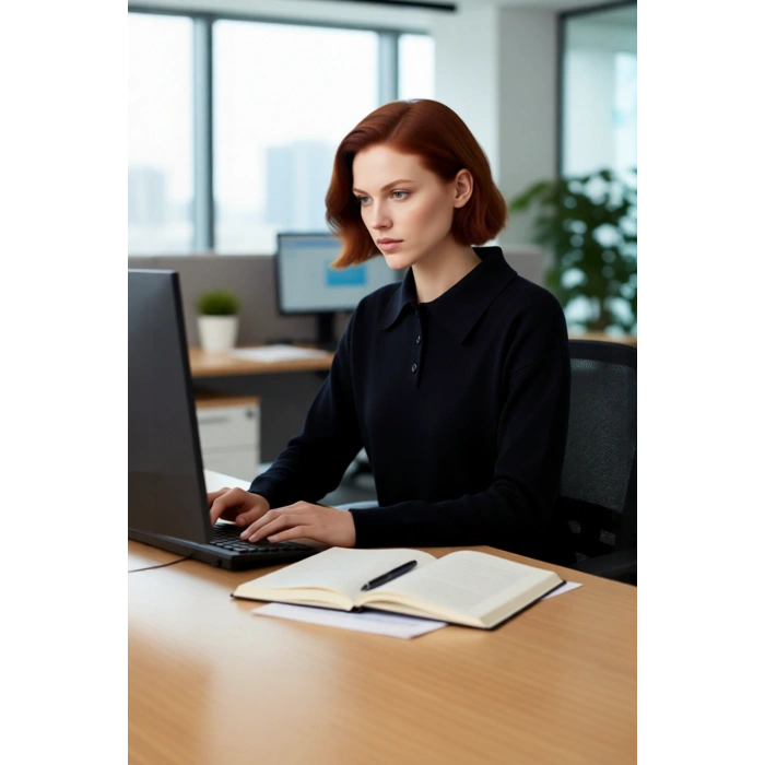 Kadın Oversize Polo Yaka Triko Kazak Renk Bloklu Düşük Kol Rahat Gündelik Kışlık Şıklık Sunar