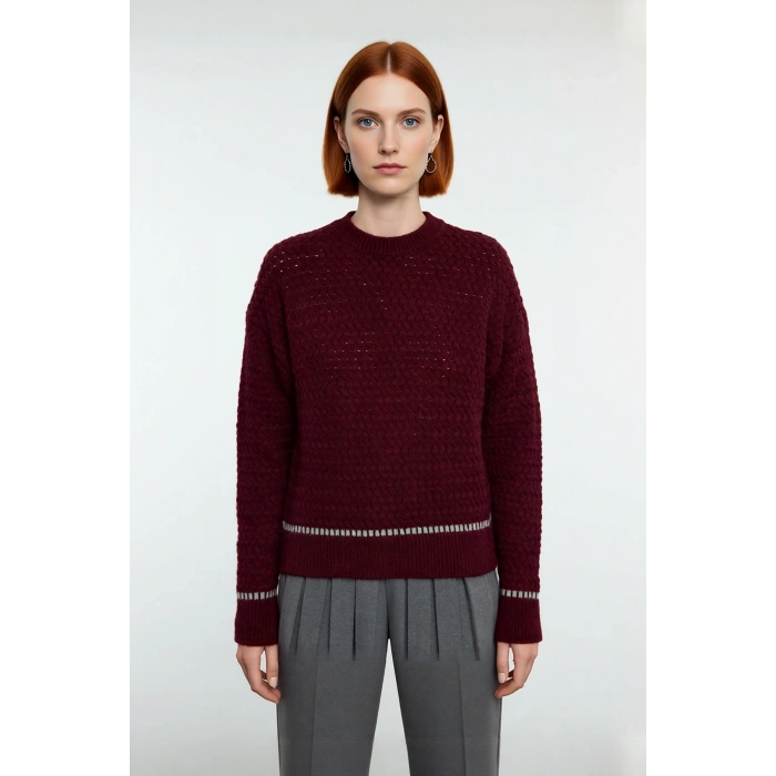 Kadın Oversize Rahat Kesim Dokulu Triko Kazak Soğuk Havalarda Şık Ve Konforlu Günlük Stil Kaliteli