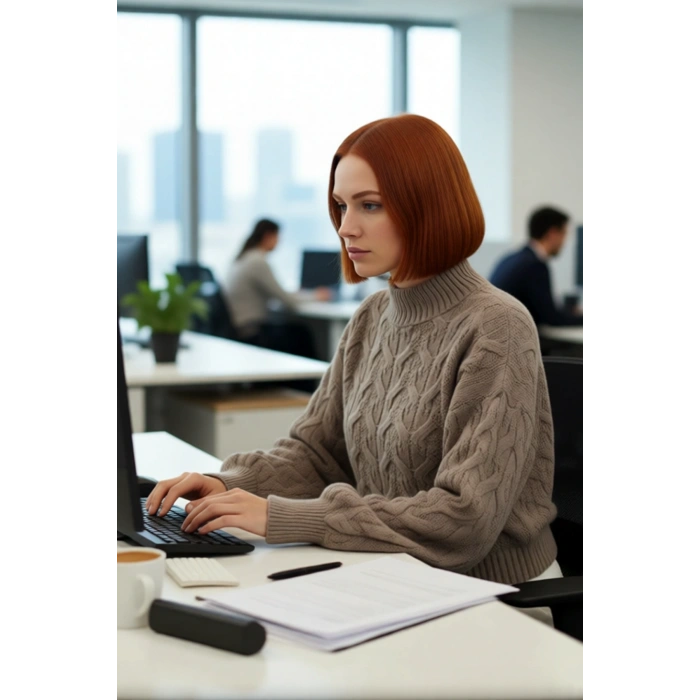 Kadın Oversize Saç Örgü Dik Yaka Triko Crop Kazak Kış Günleri İçin Konforlu Ve Şık Tasarım