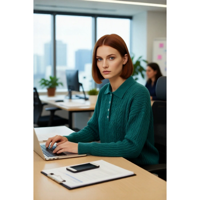 Kadın Oversize Saç Örgü Polo Yaka Triko Kazak Düşük Uzun Kollu Kışlık Rahat Basic Şıklık Kaliteli