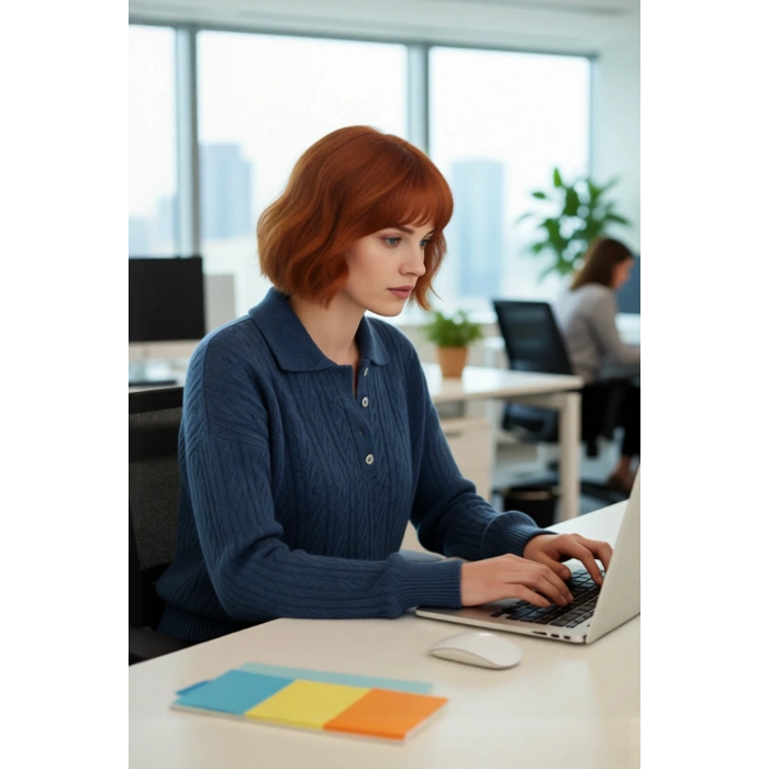 Kadın Oversize Saç Örgü Polo Yaka Triko Kazak Düşük Uzun Kollu Kışlık Rahat Basic Şıklık Kaliteli