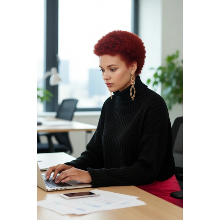 Kadın Oversize Super Crop Balıkçı Yaka Akrilik Triko Kazak Kışlık Günlük Stilinize Yenilik