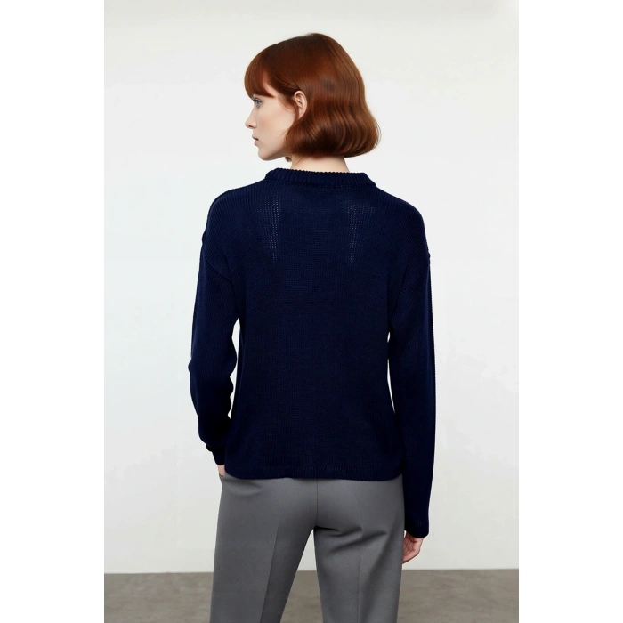 Kadın Oversize Triko Kazak Geniş İspanyol Kol Bisiklet Yaka Düz Dokulu Kışlık Basic Model Kaliteli