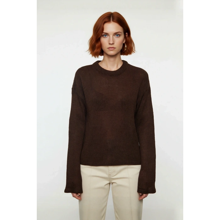 Kadın Oversize Triko Kazak Geniş İspanyol Kol Bisiklet Yaka Düz Dokulu Kışlık Basic Model Kaliteli