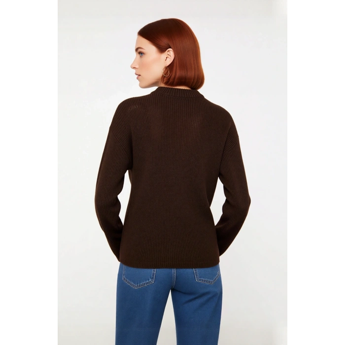 Kadın Oversize Triko Kazak Geniş İspanyol Kol Bisiklet Yaka Düz Dokulu Kışlık Basic Model Kaliteli