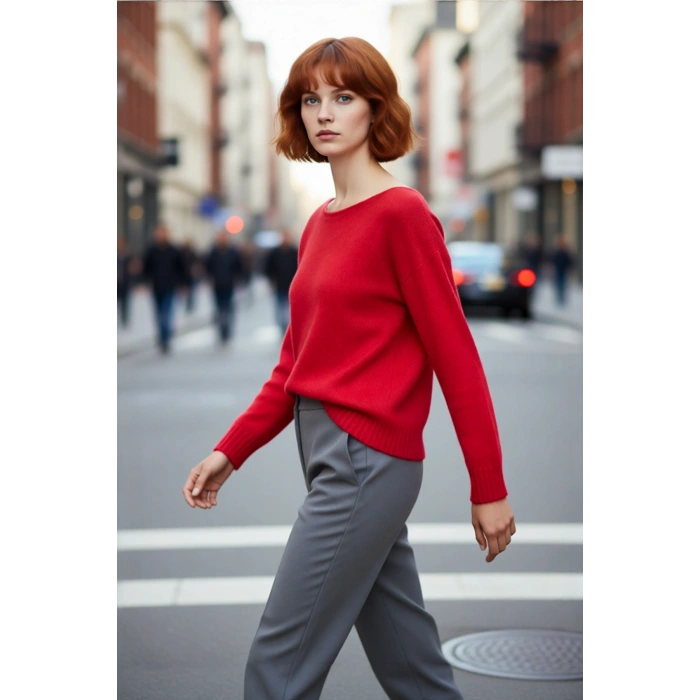 Kadın Oversize Triko Kazak Kayık Yaka İnce Dokulu Rahat Ve Şık İlkbahar Sonbahar Modası Kaliteli