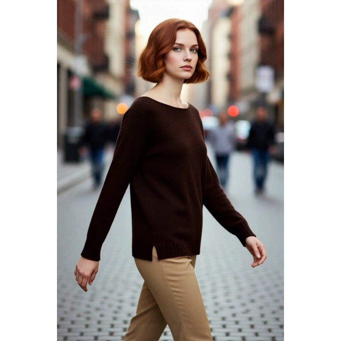 Kadın Oversize Triko Kazak Kayık Yaka İnce Dokulu Rahat Ve Şık İlkbahar Sonbahar Modası Kaliteli