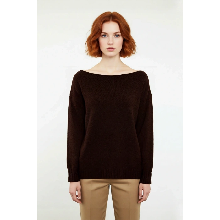 Kadın Oversize Triko Kazak Kayık Yaka İnce Dokulu Rahat Ve Şık İlkbahar Sonbahar Modası Kaliteli