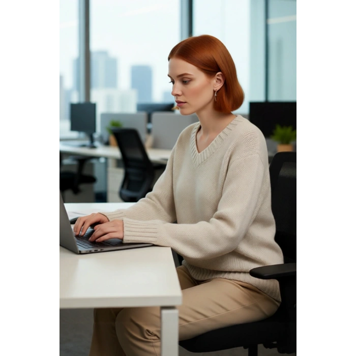 Kadın Oversize V Yaka Basic Triko Kazak Pamuk Polyester Karışımı Uzun Kollu Kışlık Rahat Stili