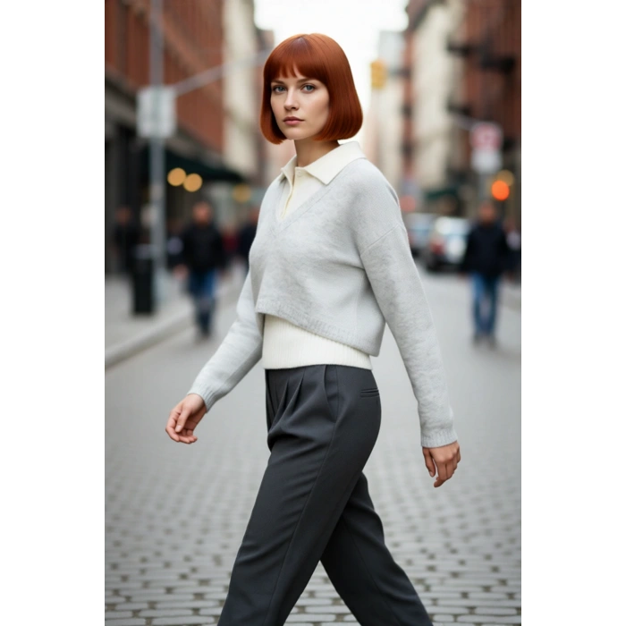 Kadın Oversize V Yaka Uzun Kollu Düz Triko Kazak Günlük Şıklık İçin İdeal Kışlık Seçim Kaliteli