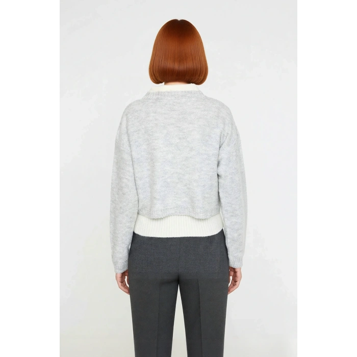 Kadın Oversize V Yaka Uzun Kollu Düz Triko Kazak Günlük Şıklık İçin İdeal Kışlık Seçim Kaliteli