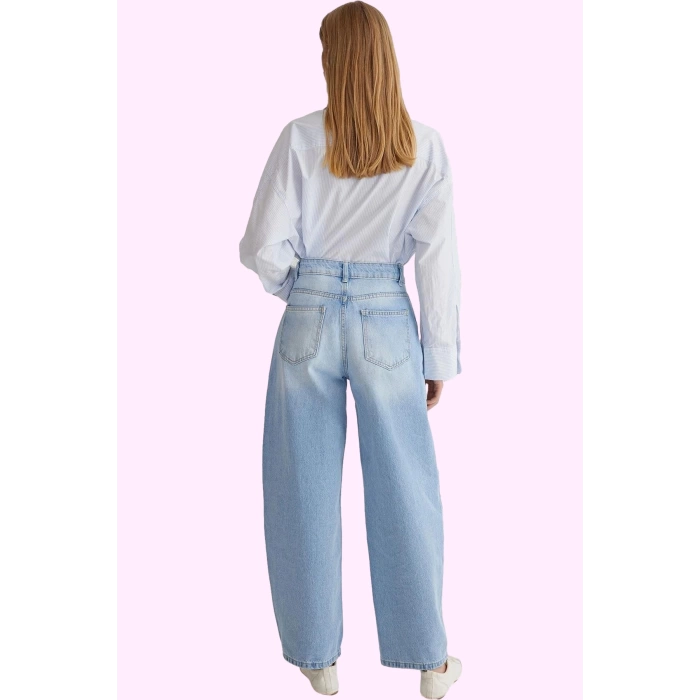 Kadın Pamuk Denim Barrel Jean Pantolon Rahat Günlük Stil Hafta Sonu Yaz Aylarının Vazgeçilmezi