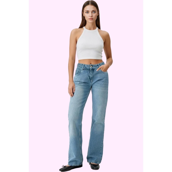Kadın Pamuk Denim Flare Jean Düşük Bel Günlük Dayanıklı Malzeme Yaz Aylarının Vazgeçilmezi