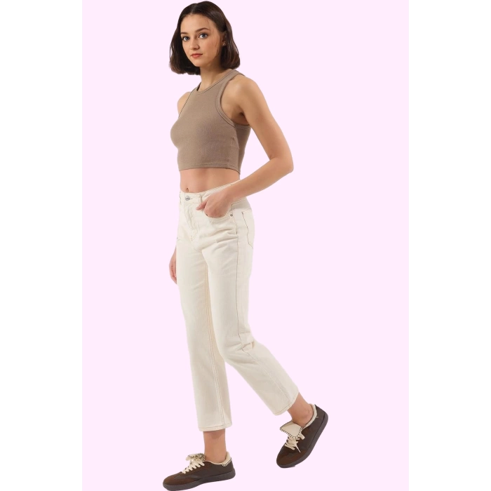 Kadın Pamuk Denim Jean Pantolon; Yüksek Bel Geniş Paça Günlük Stil Yaz Aylarının Vazgeçilmezi