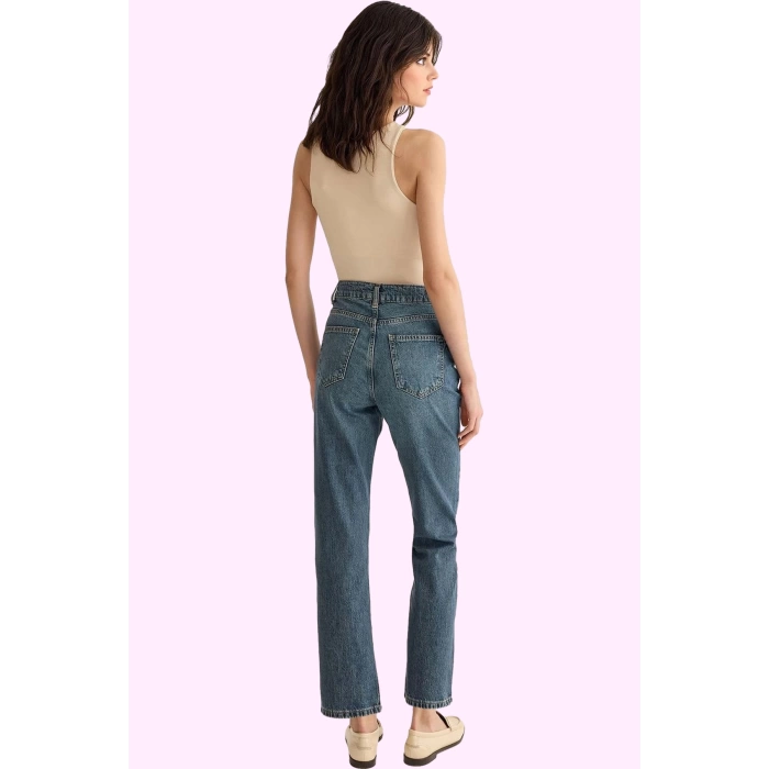 Kadın Pamuk Denim Jean Pantolon; Yüksek Bel Geniş Paça Günlük Stil Yaz Aylarının Vazgeçilmezi