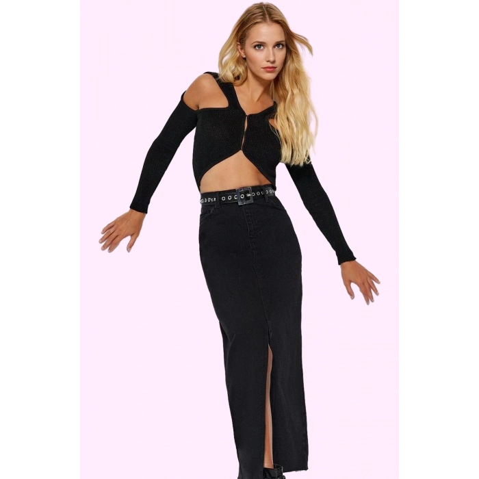 Kadın Pamuk Denim Maxi Etek Düz Desen Normal Bel Casual Stil Günlük Kullanım Modern Tasarım