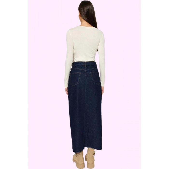 Kadın Pamuk Denim Maxi Etek Düz Desen Normal Bel Casual Stil Günlük Kullanım Modern Tasarım