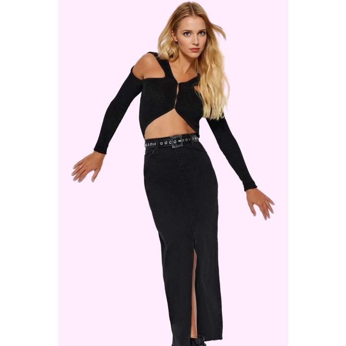 Kadın Pamuk Denim Maxi Etek Düz Desen Normal Bel Casual Stil Günlük Kullanım Modern Tasarım