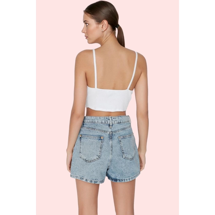 Kadın Pamuk Denim Mini Şort Düz Desen Yüksek Bel Günlük Kullanım İçin Yaz Aylarının Vazgeçilmezi